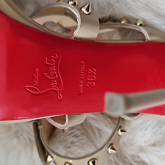 NWOB Christian Louboutin Beige Cold Sexistrapi Jazzy Studded Heels Sz 36.5 IT/6 - Picture 10 of 10
